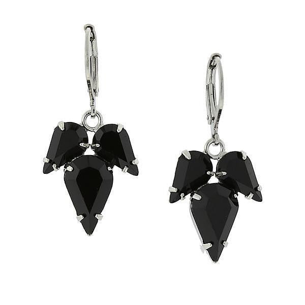 Drop Earrings Made With Black Austrian Crystals