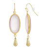 1928 Jewelry Oval Matte Rose Pink Stone Teardrop Bead Dangle Earrings