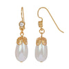 1928 Jewelry Faux Pearl And Crystal Accent Dangle Earrings
