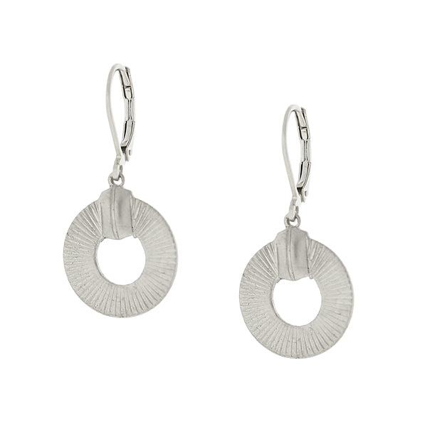 Textured Round Lever Back Drop Earrings