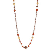 Copper Tone Multi Color Bead Necklace 32 Inches