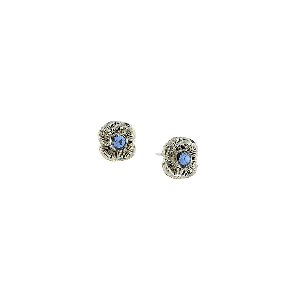 Silver Blue Petite Stud Earrings
