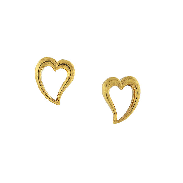 Gold Tone Open Heart Stud Earrings