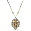 Symbols Of Faith Green Bead Floral Filigree Our Lady Of Guadalupe Pendant Necklace 28