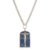Symbols Of Faith Crucifixion Scene Blue Enamel Pendant Necklace 22