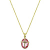 Symbols Of Faith Light Pink Oval Stone Cross Pendant Necklace 16