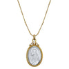 Symbols Of Faith Two Tone Virgin Mary Medallion With Crystal Accent Pendant Necklace 20