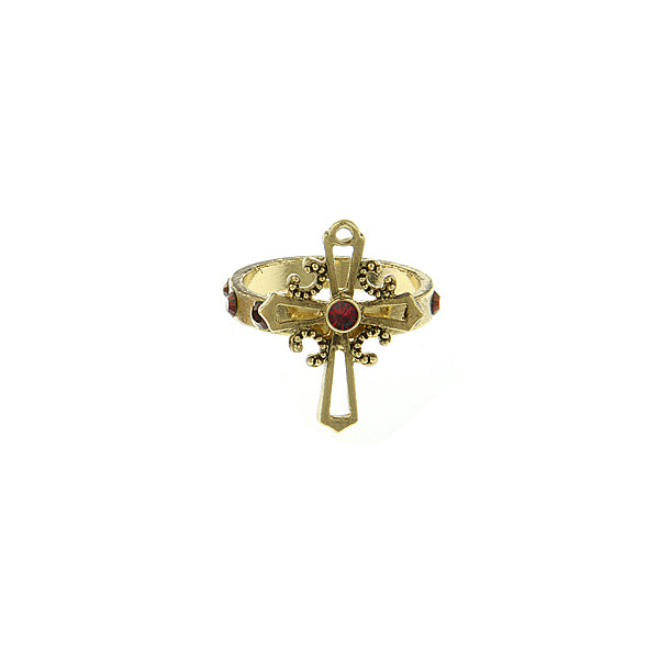 Carded 14K Gold Dipped Red Cross Ring Size 6