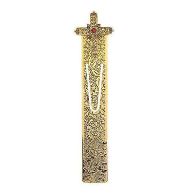 14K Gold Dipped Red Crystal Renaissance Cross Large Bookmark