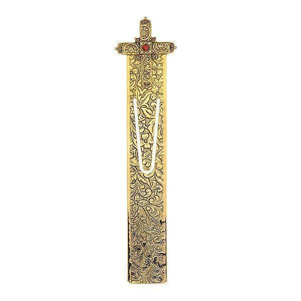 14K Gold Dipped Red Crystal Renaissance Cross Large Bookmark