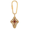Symbols Of Faith Ruby Red Stone Crystal Accent Floral Filigree Cross Carabiner Key Chain