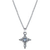 Symbols Of Faith Light Blue Crystal Cross Pendant Necklace 16