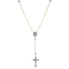 Symbols Of Faith White Faux Pearl Antiqued Crucifix Cross Rosary