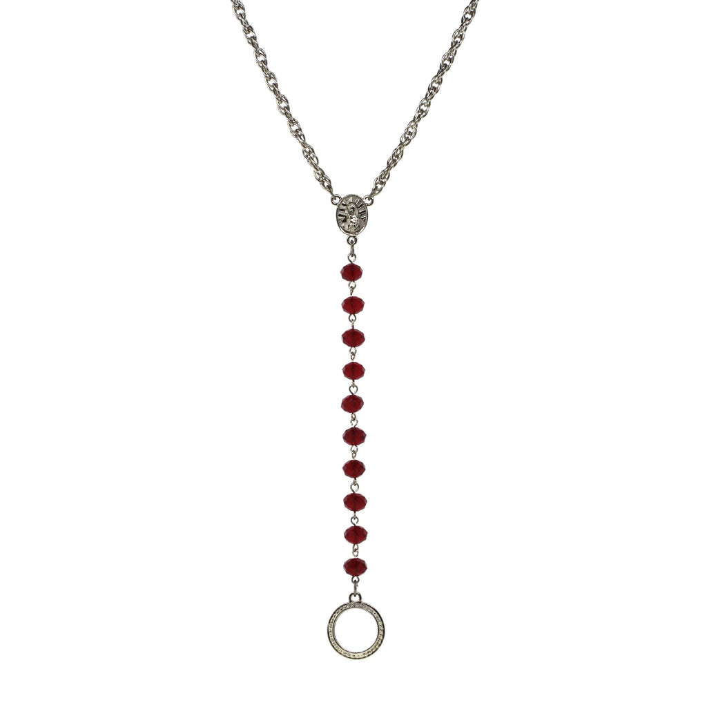 Silver Tone Mary Medallion Necklace/Eyeglass Holder 16  Adj. Silver