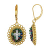 Symbols Of Faith Multi Color Seeded Beads & Crystal Cross Drop Earrings