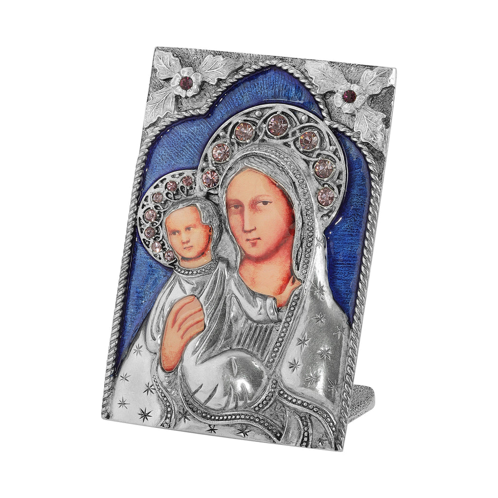 Mary and Jesus Sapphire Blue Tabletop Decor Plaque