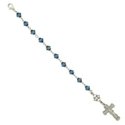 Silver Tone Blue Crucifix Bracelet