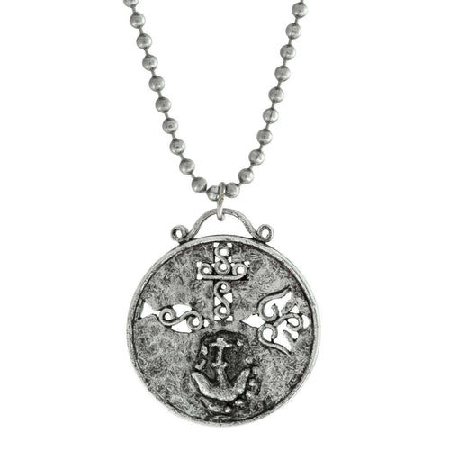 Symbols Of Faith Cross Dove Fish And Anchor Round Medallion