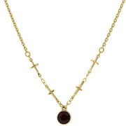 Cross Chain Red Crystal Necklace 16" + 3" Extender