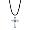 Symbols Of Faith Twisted Cord Crystal Turquoise Pewter Cross Pendant Necklaces 15