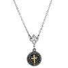 Symbols Of Faith Purple Seeded Beads Cross Round Pendant Necklace 16