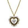 Symbols Of Faith Heart With White Floral Cross Pendant Necklace 16