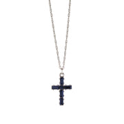 Pewter Crystal Small Cross Necklace