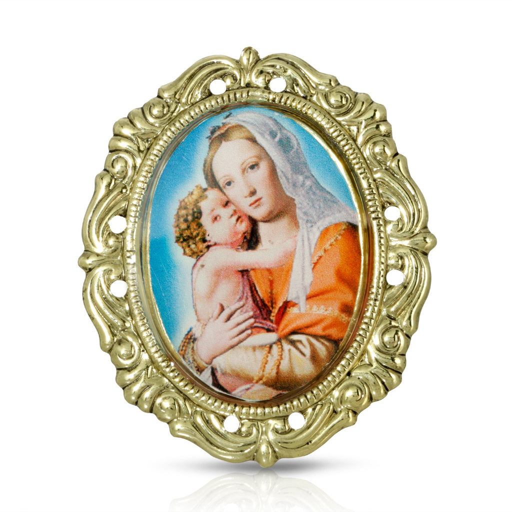 Gold Tone Oval Mother and Child Pin