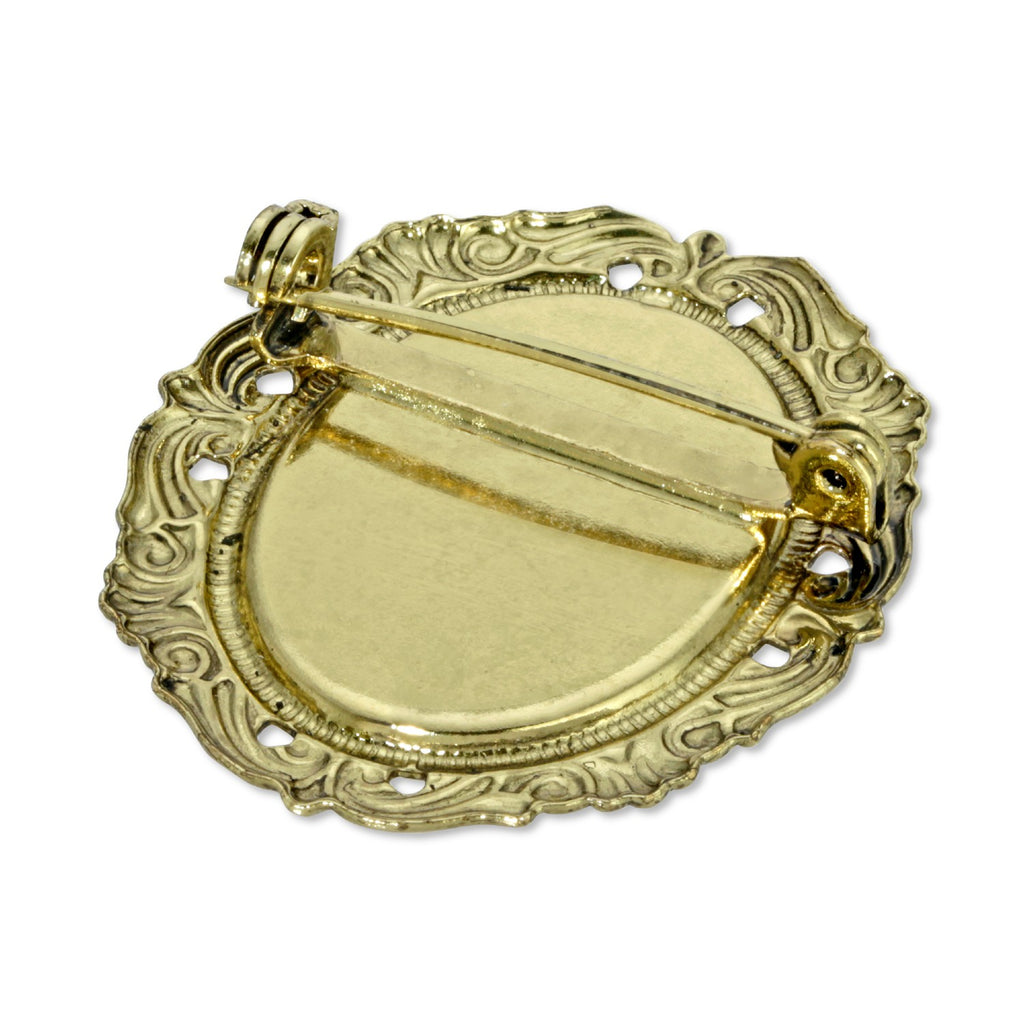 Back Of Gold Tone Oval Mother and Child Pin