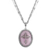 Symbols of Faith Multi Chain Oval Gemstone & Cross Pendant Necklace 18