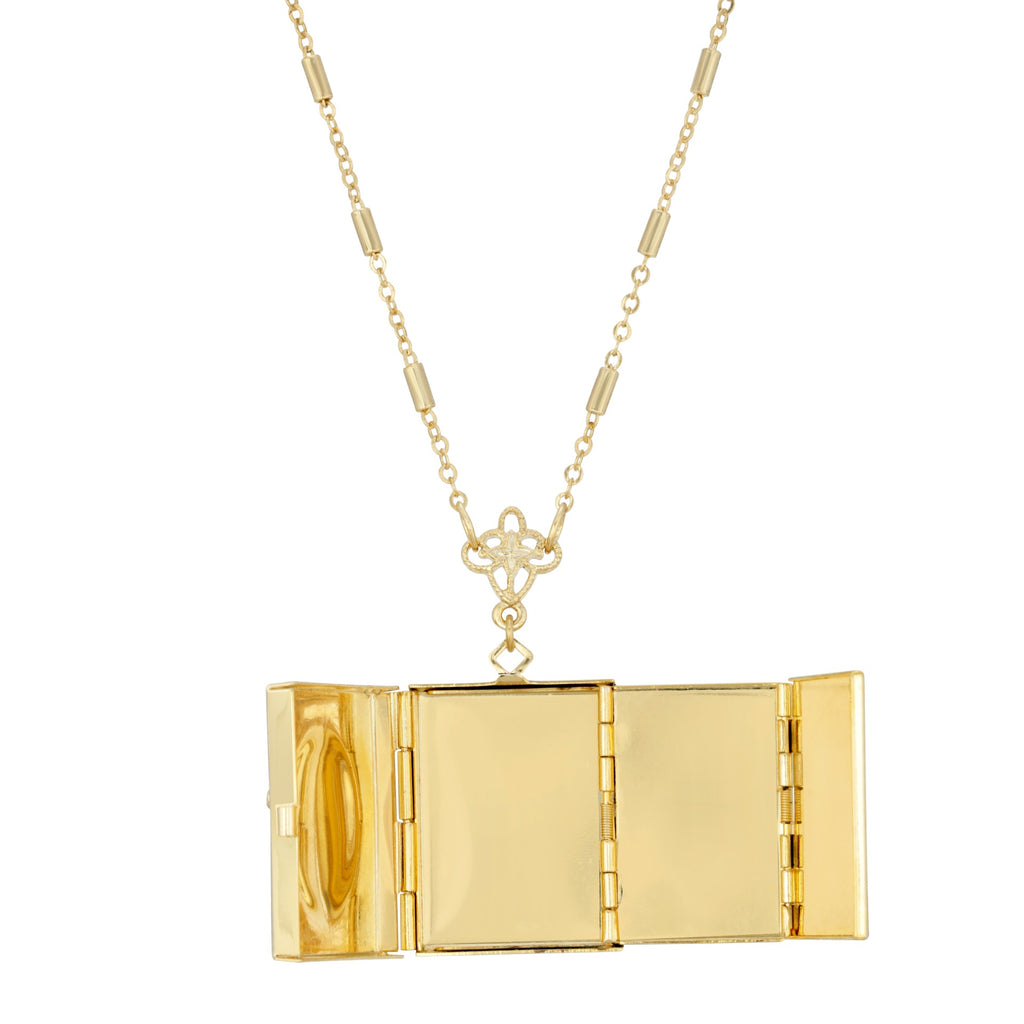 14k gold dipped red crystal cross square 4 way locket necklace 30 in
