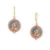 Symbols Of Faith Hand Enamel Crystal Madonna and Child Decal Drop Earrings