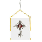  Cross Ornament With Red Crystals