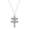 Symbols Of Faith Crystal and Faux Pearl Double Cross 30 Pendant Necklace