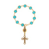 Symbols Of Faith Austrian Crystal Blue Zircon Rosary Style Bracelet