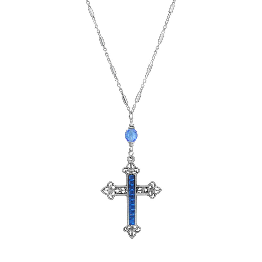 symbols of faith stick stone filigree cross pendant necklace 28l