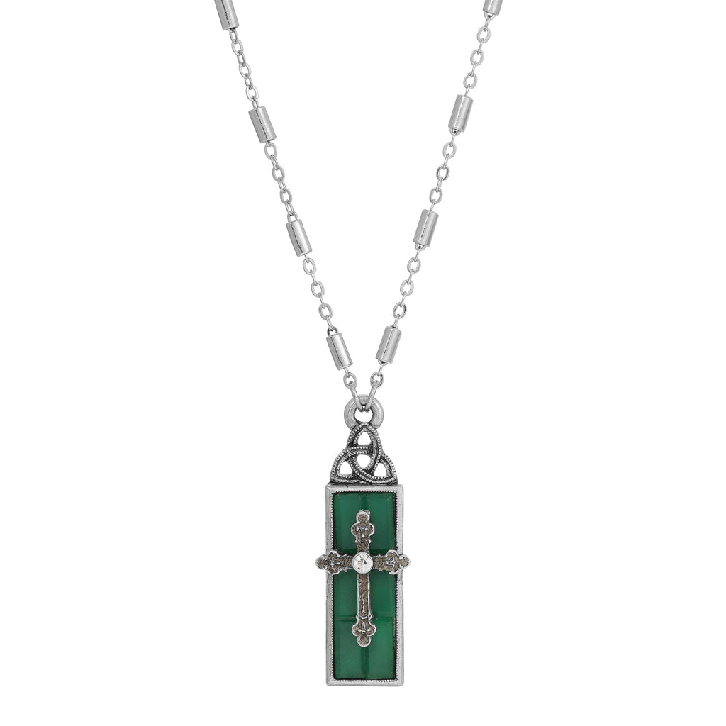 symbols of faith triquetra glass bar cross necklace 18l