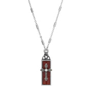 Triquetra Glass Bar Cross Necklace 18"L