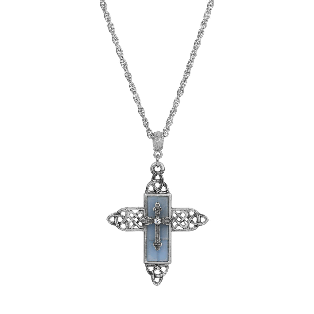 symbols of faith triquetra cross glass necklace 28l