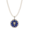 Symbols Of Faith 6mm Star Of Bethlehem Faux Pearl Strand Rose And Cross Pendant Necklace 15