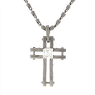 Symbols Of Faith Square Austrian Crystal Cross Pendant Necklace 18"