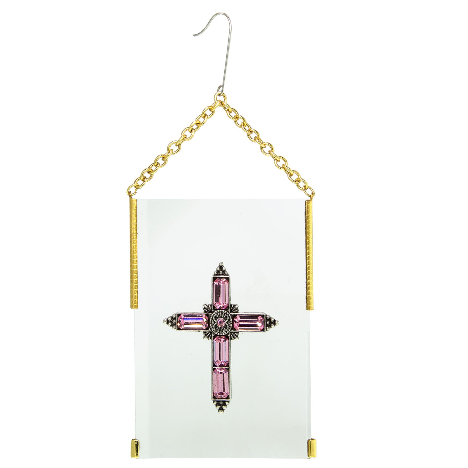 Symbols Of Faith Crystal Cross Glass Hanging Christmas Tree Ornament