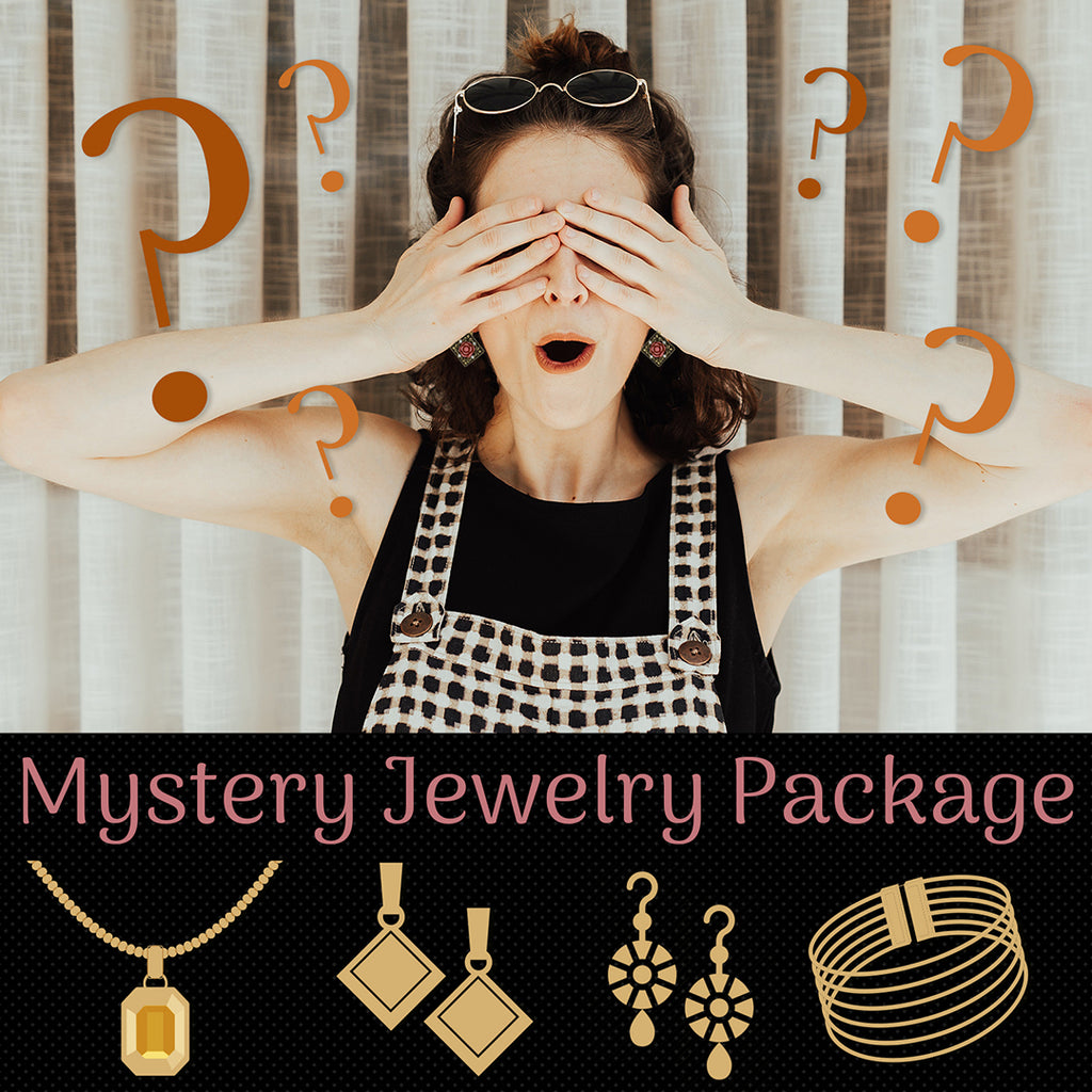 $150.00 Value Mystery Jewelry Box  One Necklace, Two Earrings and One Bracelet